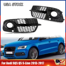 For Audi SQ5 Q5 S-Line 2013-17 Front Bumper Fog Light Grille Cover Gloss Black