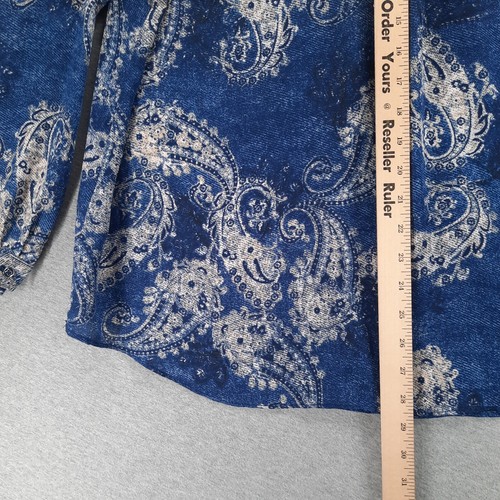 Zac & Rachel Top Womens 2X Blue Paisley 1/4 Button Lightweight Roll Tab Sleeve - Bild 8 von 11