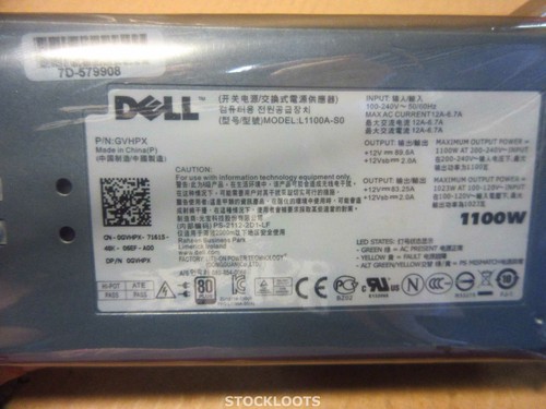 Dell GVHPX 1100 Watt Power Supply PowerEdge R510 R710 T710 R810 R910 REFURBISHED - Afbeelding 2 van 3