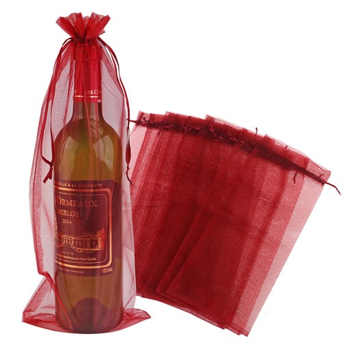de Vino Organza Cordón Botella Bolsas Regalo 37x15cm | eBay