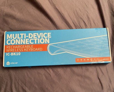 Wireless Keyboard Multi Device Connection Rechargeable Black Includes Protector