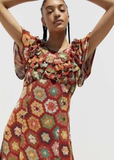 Urban Outfitters Women's Uo Coraline Patchwork Ruffle Maxi Dress XXS/ XS QUILT