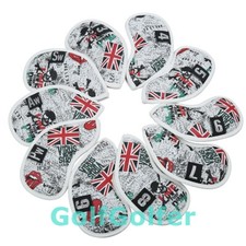 10pcs/Set UK Flag and Skull Golf Iron Club Head Covers 3,4,5,6,7,8,9,Pw,Sw,Aw