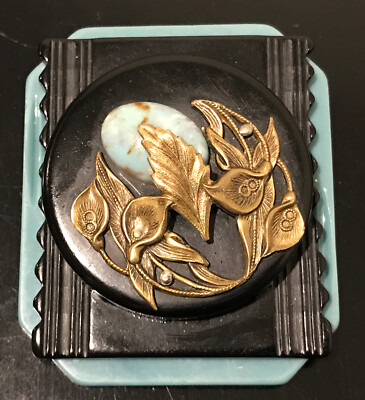 Vintage Bakelite Modernist Carved Square Brooch 2 x2.5  JPH Circa 1930 s