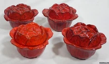 4 Rare Red Cabbage Peasant Village PV Italy Covered Soup Bowls