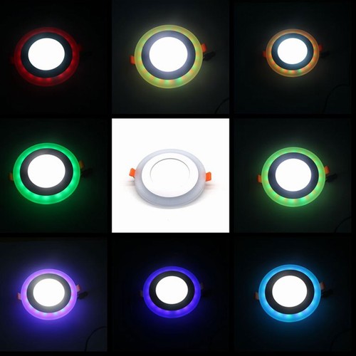 Panel de luz LED empotrada redonda de doble color 6W RGB 220-240V corte tamaño 75 mm - Imagen 4 de 6