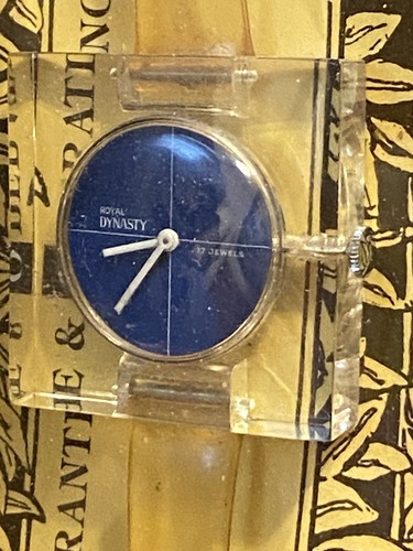 1960,S DAMENUHR UND BAND ZUM AUFZIEHEN LUCITE DURCHSCHEINEND VON ROYAL DYNASTY - NOS!!!! - Bild 5 von 5