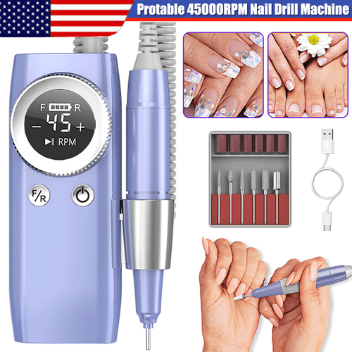 New 45000RPM Nail Drill Machine Electric LCD Display Nail File Manicure Kits US