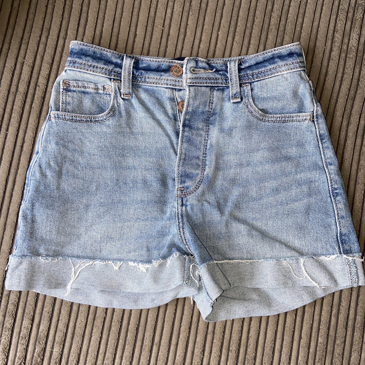 Girls Hollister Denim Shorts Summer Light Wash Size 00 W23 Fits Age 11