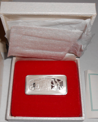 1978 FRANKLIN MINT 500 GRAINS STERLING SILVER CHRISTMAS INGOT BOX AND COA - Picture 2 of 7