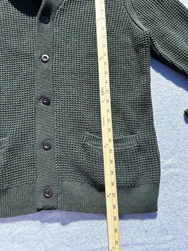 LL Bean Men's 100% Organic Cotton Waffle Sweater, Cardigan XL Dark Pine - Picture 13 of 20