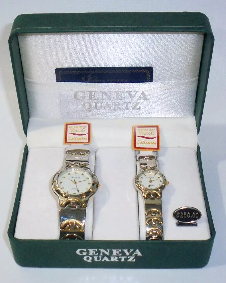 Geneva Quartz His Hers Watches Gift Set of 2 Two Tone Gold