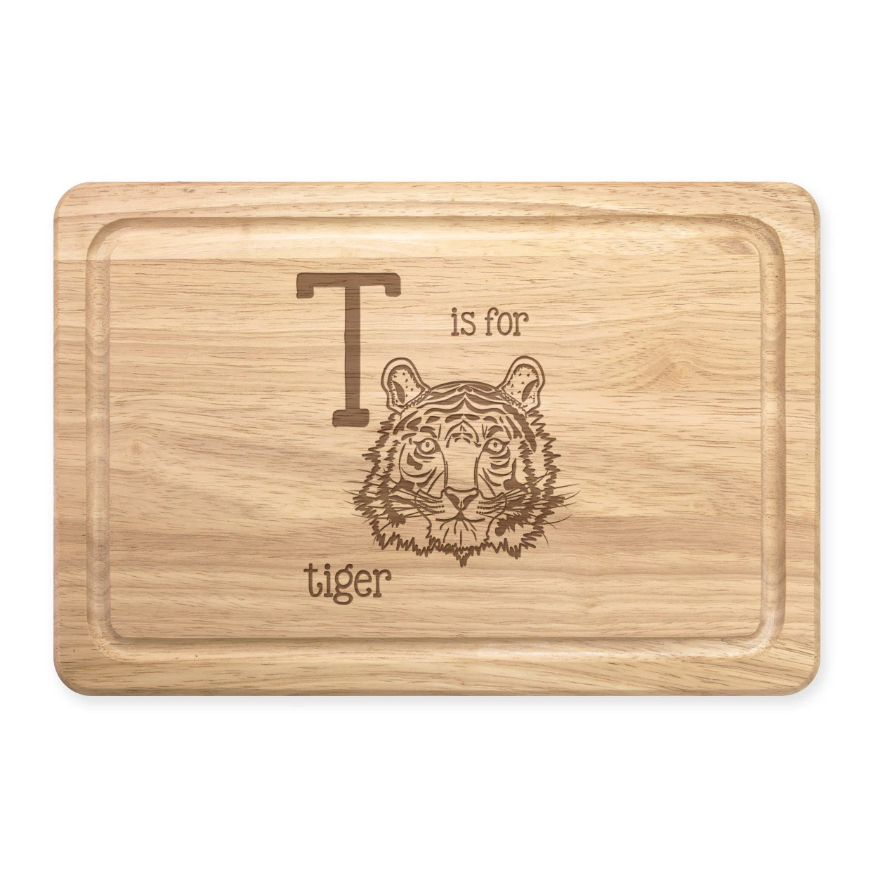 Letter T Is For Tiger Rectangular Wooden Chopping Board - Funny Animal