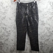 Vintage Newport News Leather Pants Size 6P Animal Print Snake Skin