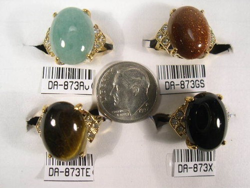# 3 Pc's LOT RINGS *Special Size 5* GOLDSTONE SEMI-PRECIOUS GEMSTONE 873GS - Picture 5 of 7