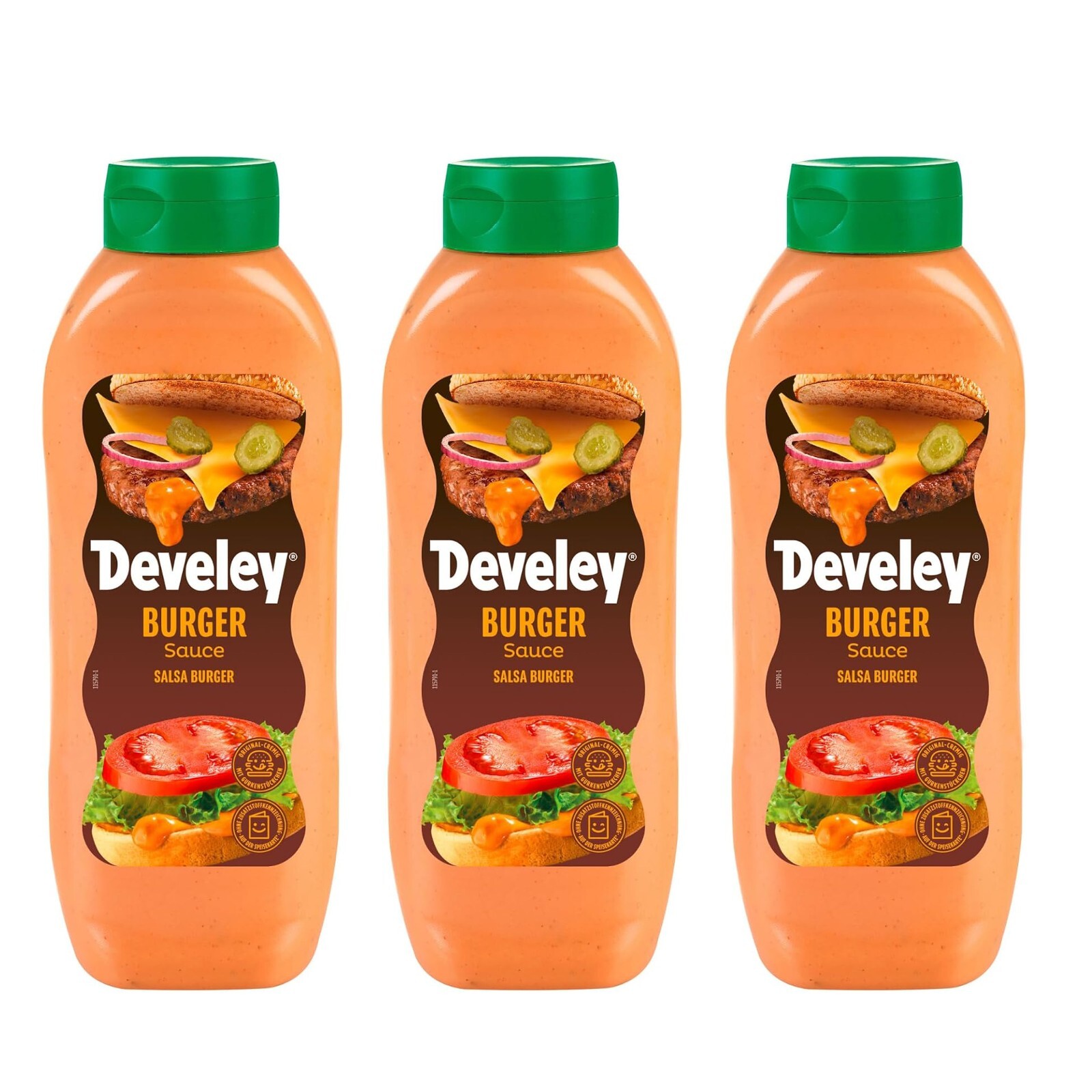 3 pz DEVELEY SALSA  HAMBURGER BOTTIGLIA SQUEEZE SENZA GLUTINE burger sauce 875ml
