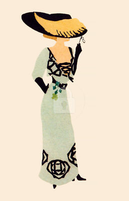 Wiener Werkstatte Postcard 325 Mela Koehler, Fashion 1910 COPY