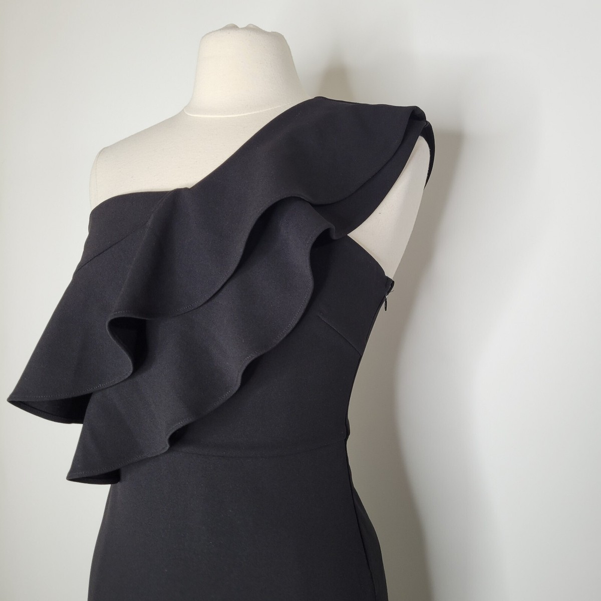 LULUS Black Grand Beauty Maxi Dress Size M Ruffled One-Shoulder Mermaid |  eBay