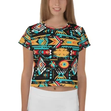 Native American Print Crop Tee