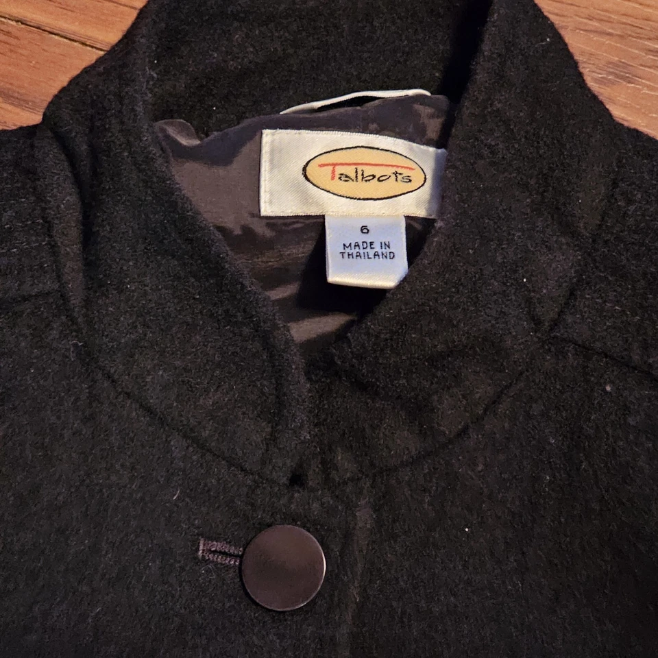 Talbots Womens Blazer Black Jacket Stretch Fabric Made in Italy Wool Sz 6 - Image 3 of 4