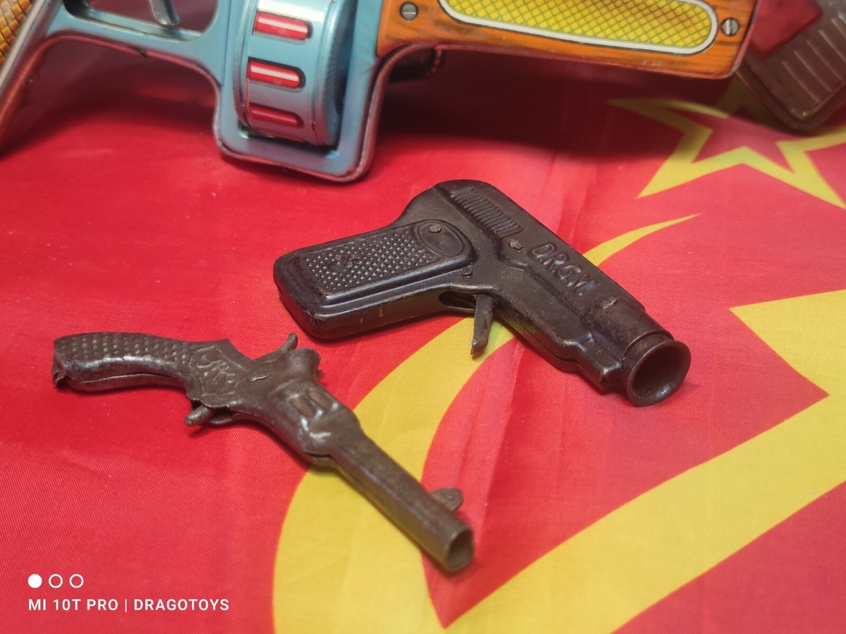 Pistolet Jouet Vintage – Space Gun Double Barrel 522 MF 861, Friction Métal