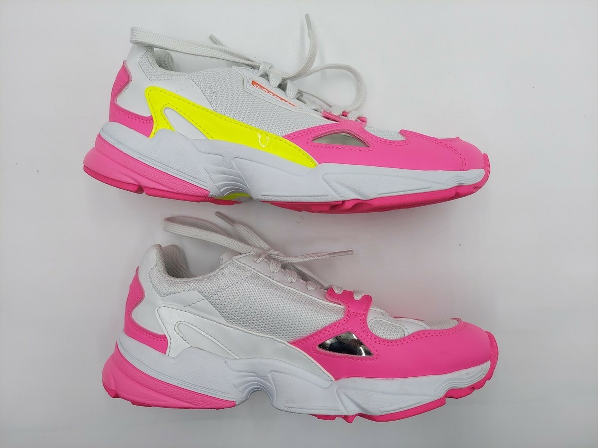 Adidas Women's White /Pink/Lime Green Six Eyelet Lace Up Sneakers US Size 9  | eBay