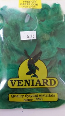 1 pack 2g  VENIARD fly tying FRENCH PARTRIDGE feathers  ''  GREEN  '' 