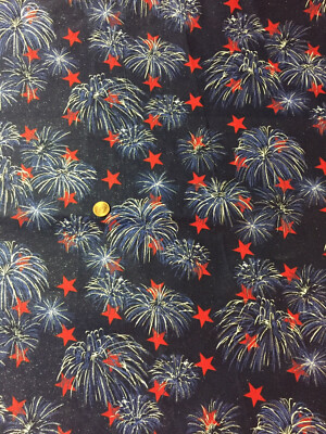 Fireworks  Celebration retired Fabric 1 Yard  100% Cotton Free Ship. GT1