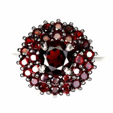 Silver Ring Garnet Genuine