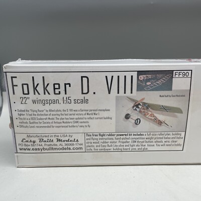 Easy Built Models Fokker D.VIII FF90 22'' Flying Scale 1:15 Model Sealed