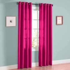 FAUX SILK  Window Treatments Curtains Drape GROMMETS 95" 84" 108" HOT PINK MIRA