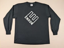 Vintage Y2K Enron Shirt Adult Extra Large Block Logo Black Double Sided USA Made