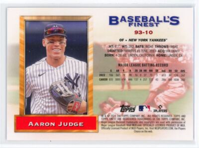 2024 Topps Finest 1993 Prototype Aaron Judge New York Yankees #93