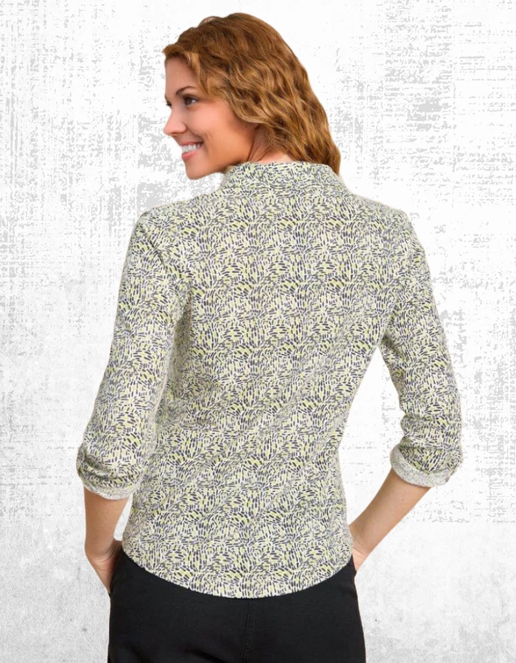 Camisa jersey para mujer blanca Stuff manga larga marfil estampado algodón Anne Foto 4 de 4