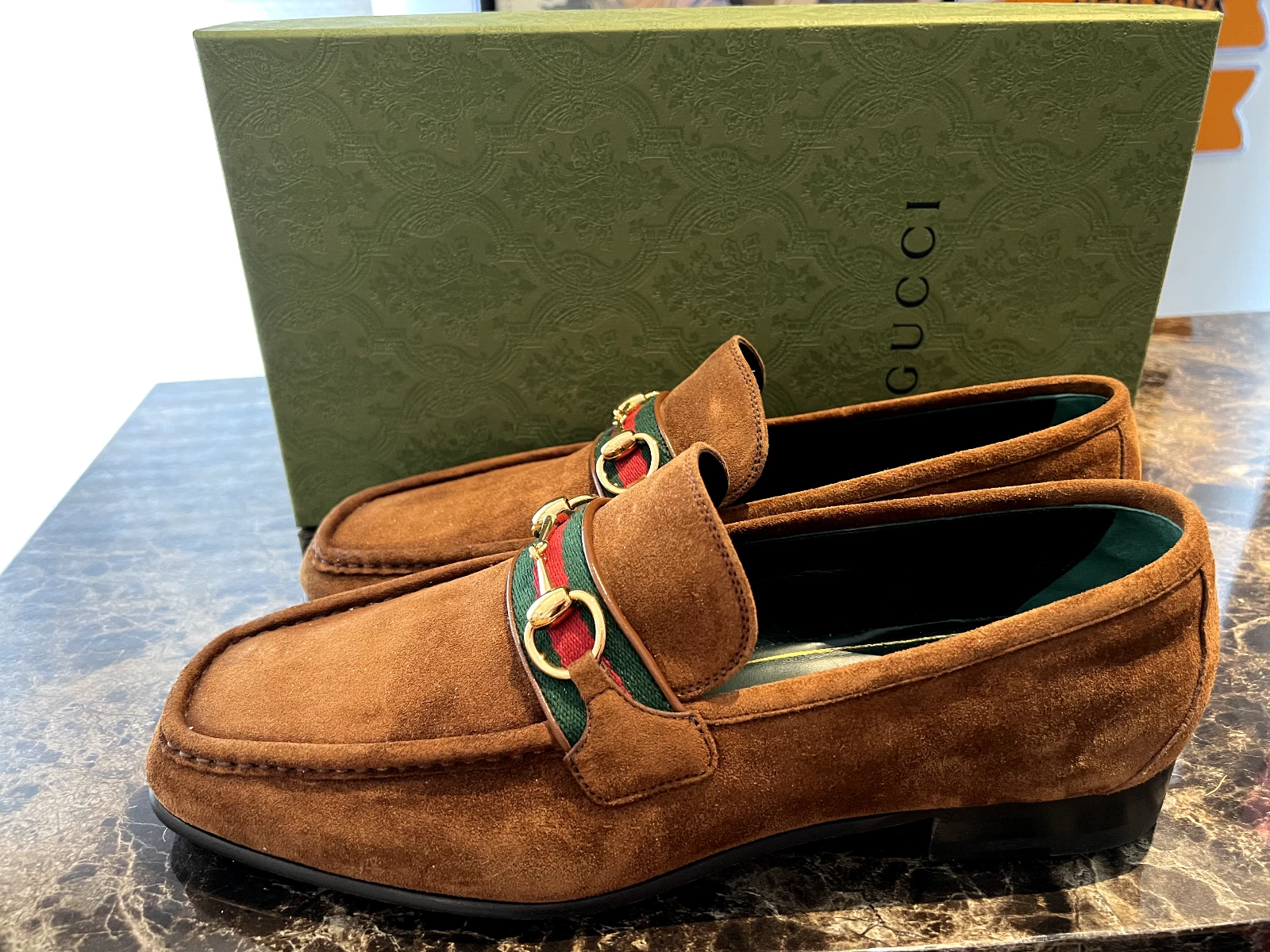 Mocassin homme en daim marron Gucci taille 10,5 États Unis
