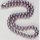 18"9-10mm natural south sea genuine purple pearl necklace