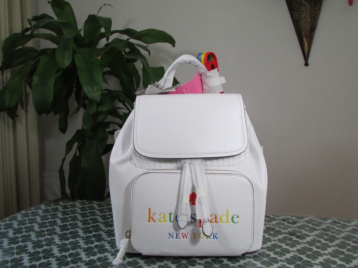 NWT Kate Spade Leather Pride Flap Backpack K7292 White Dove 