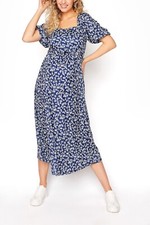 Long Tall Sally LTS Maternity Navy Ditsy Floral Milkmaid Midi Jersey Dress UK 10