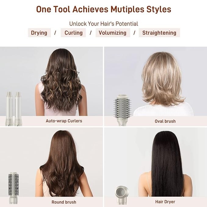 5 in 1 Hair Air Styler - Rotating Hair Dryer Brush 110000 RPM
