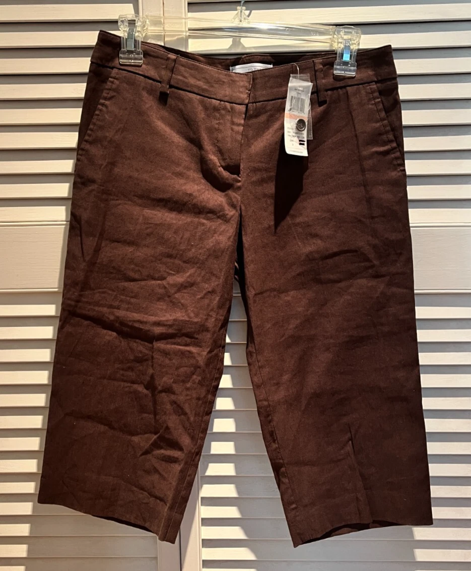 NWT To The Max - brown chai linen blend crop capri pants size 2