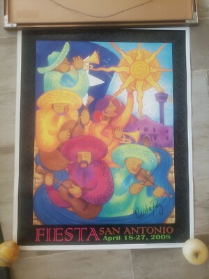 2008 Fiesta POSTER San Antonio TEXAS 22'' X 28'' CECILIA PAZ SIGNED