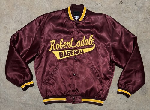 Vintage 80s 90s Neff Nylon Satin Snap Button Robertsdale Baseball Jacket - Afbeelding 1 van 6