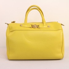 Gianni Versace Yellow Leather Medusa Boston S...