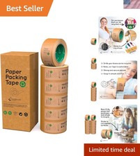 Eco-Friendly Kraft Paper Tape 48mm x 50m - Heavy Duty 6 Pack for Strong Sealing