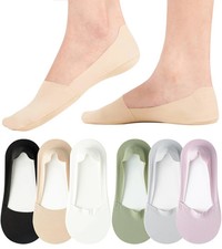 6 Pairs No Show Socks Women's Non Slip Low Cut Invisible Liner Foot Socks