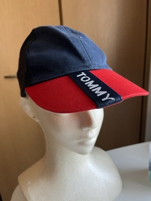 Tommy Hilfiger Mesh Trucker Cap Navy Red Logo Tape Snapback Size S/M