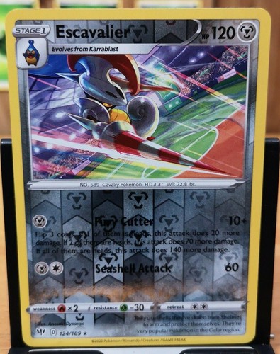 Escavalier 124/189 SWSH03: Darkness Ablaze Reverse Holofoil Pokemon NM