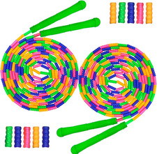 16 FT Long Jump Rope 2 PACK , Double Dutch Jump Ropes, Soft Beaded Skipping for
