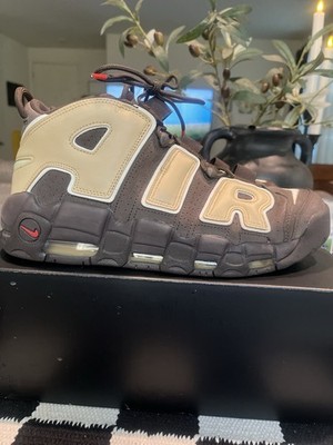 Nike Air More Uptempo Men's Mid Top Lace Up Sneaker Brown Beige Red FD0683-200