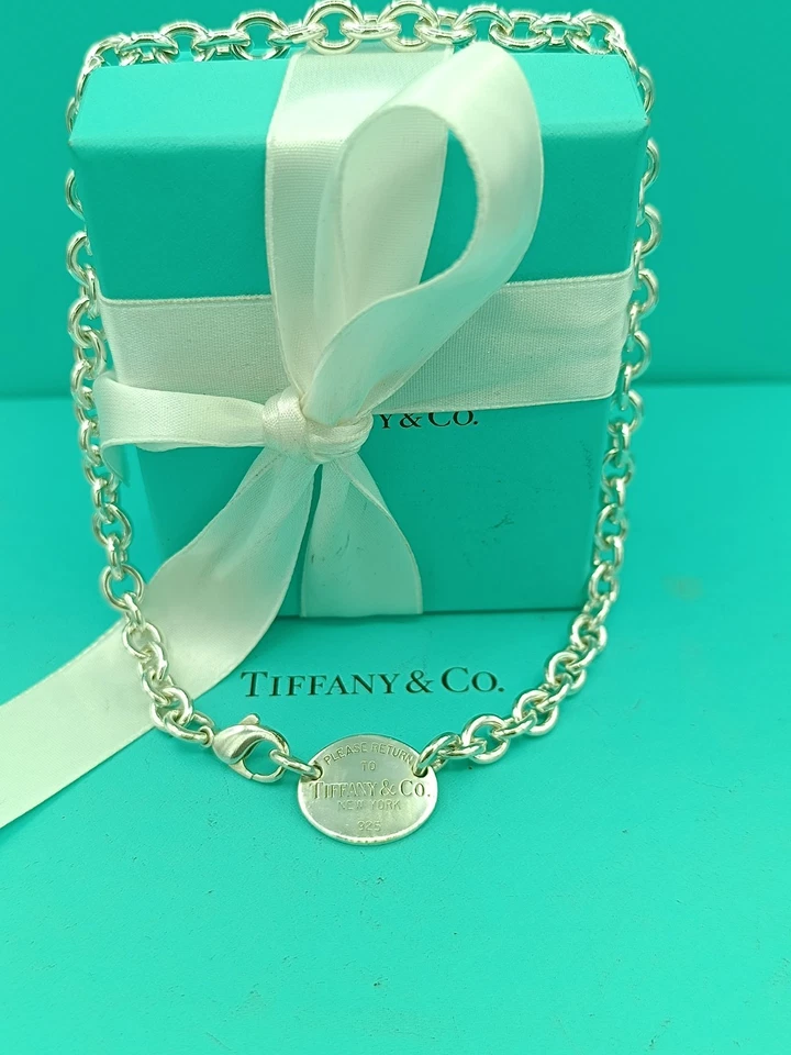 Collar con etiqueta gargantilla ovalada de plata esterlina Return To Tiffany & Co 15,5" Foto 2 de 4